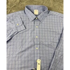 Brooks Brothers Shirt Mens 18 34 Long Sleeve Button Up Plaid Dress Shirt NWT